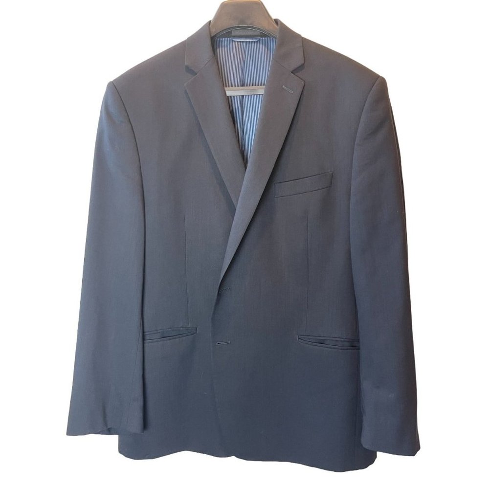 Calvin Klein Mens Wool Suit Blazer Coat Single Breasted Long Sleeve Gray SZ 46R
